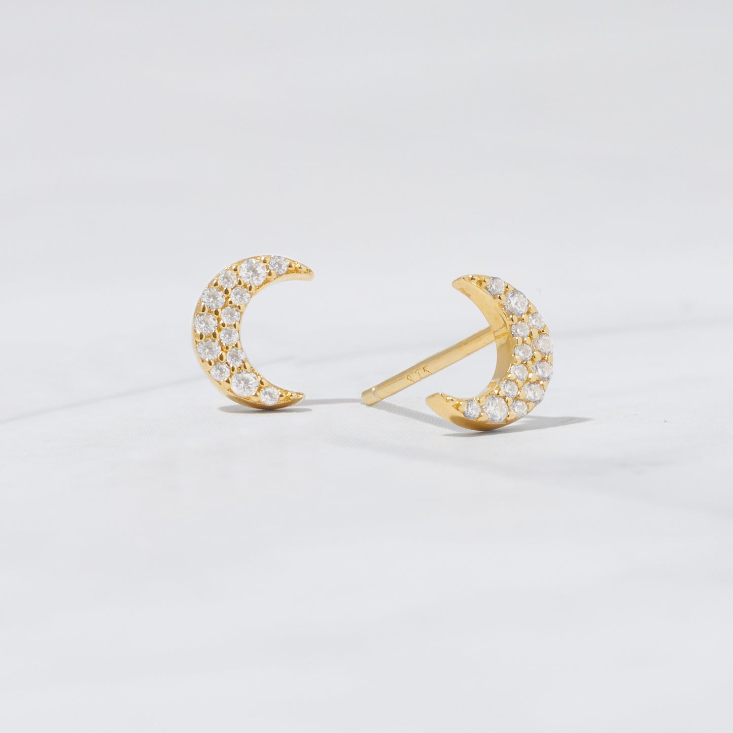Studded Moon Stud Earrings