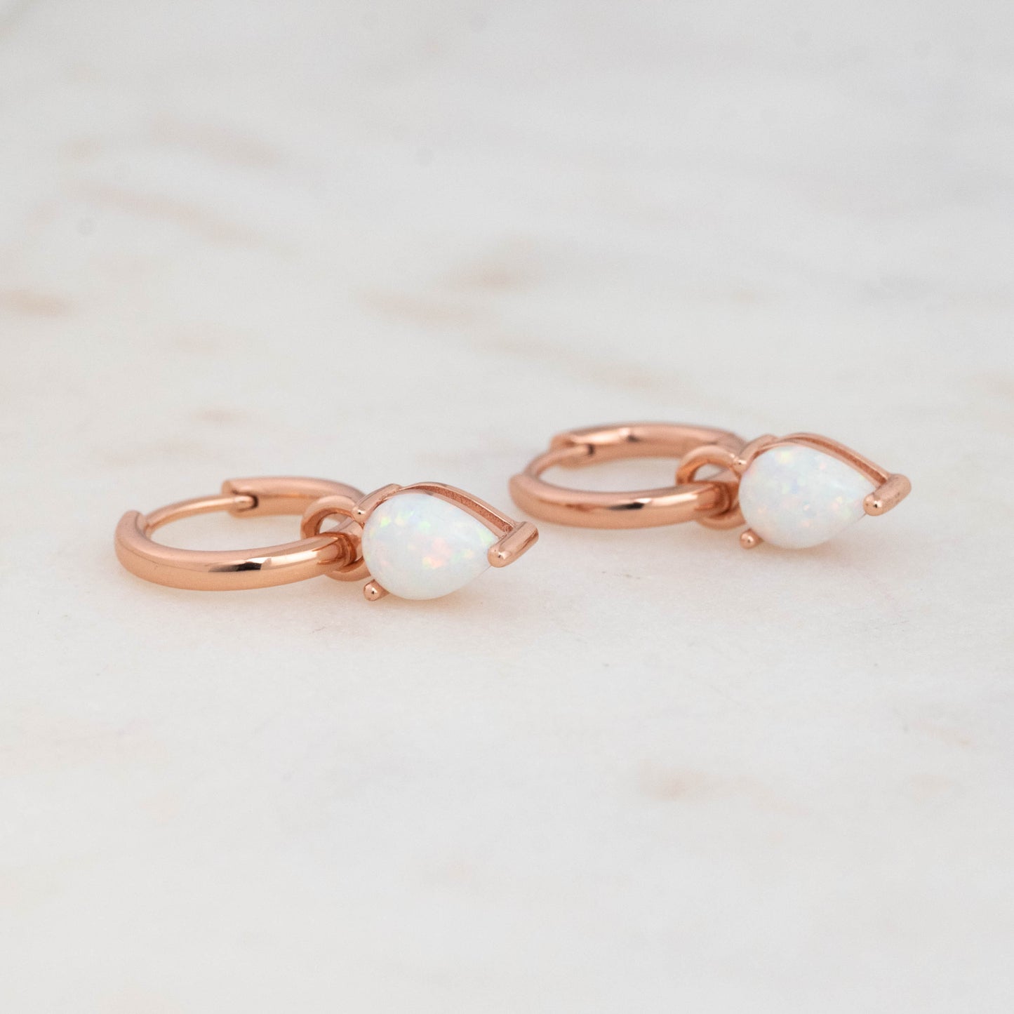 Opal Tear Drop Charm Huggies