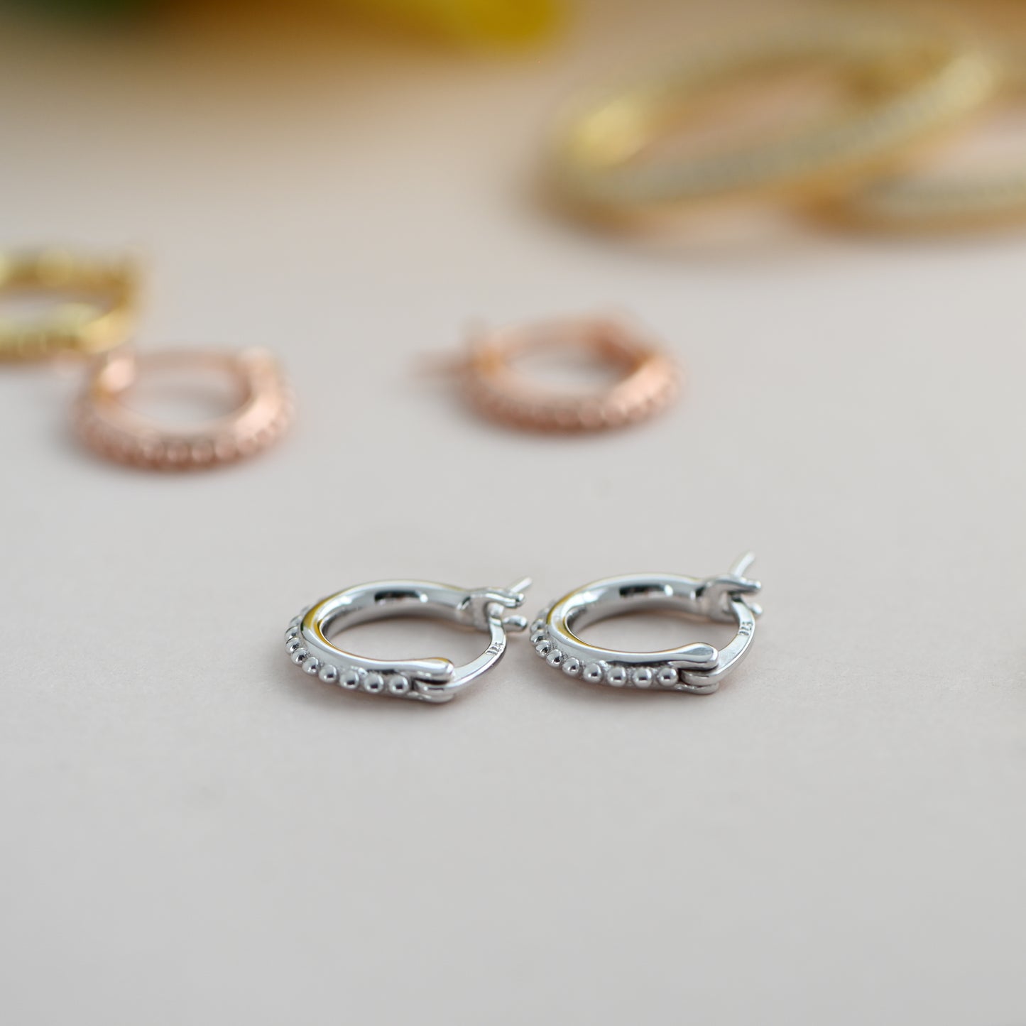 Beaded Huggie Hoop Earrings