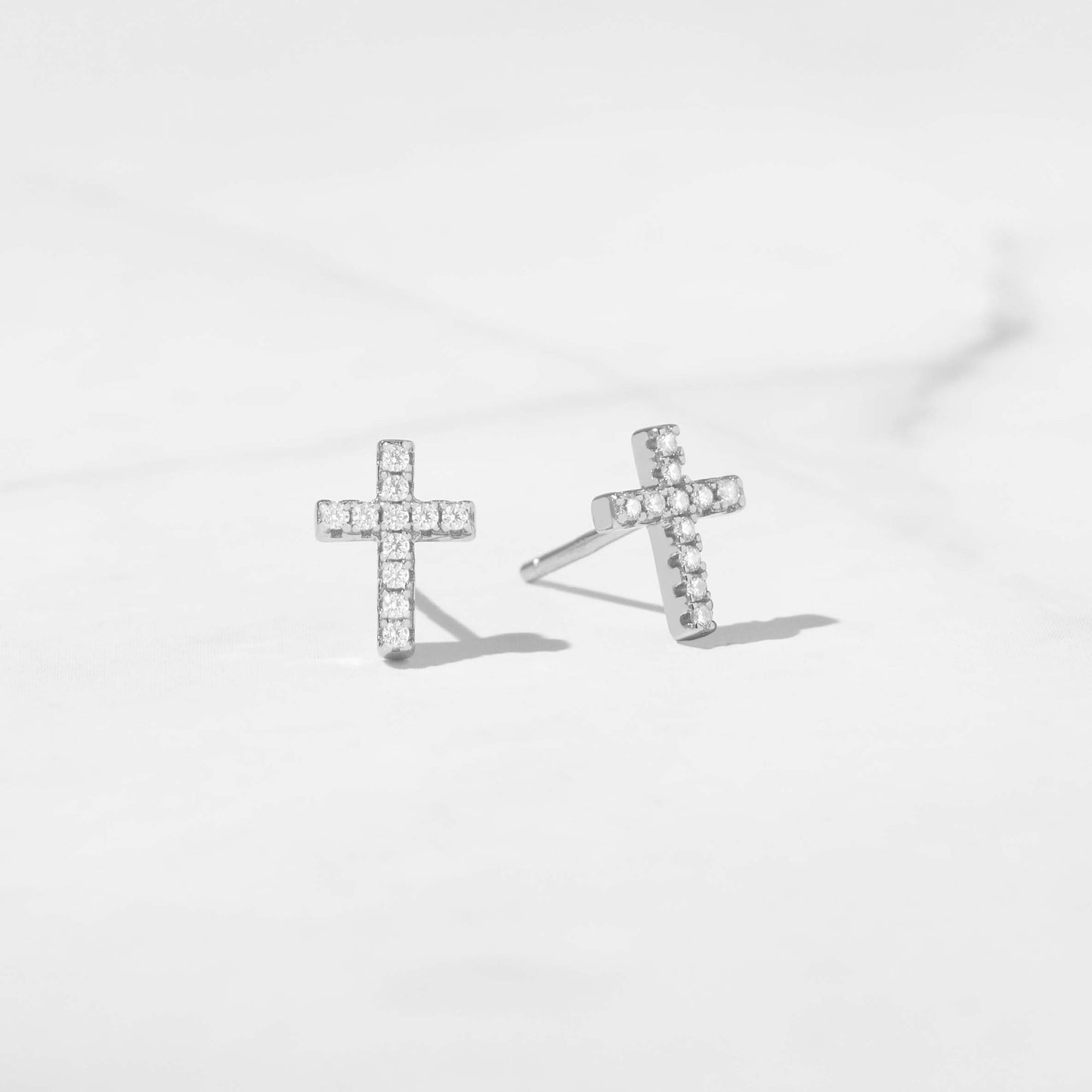 Sterling silver cross stud earrings gift for her