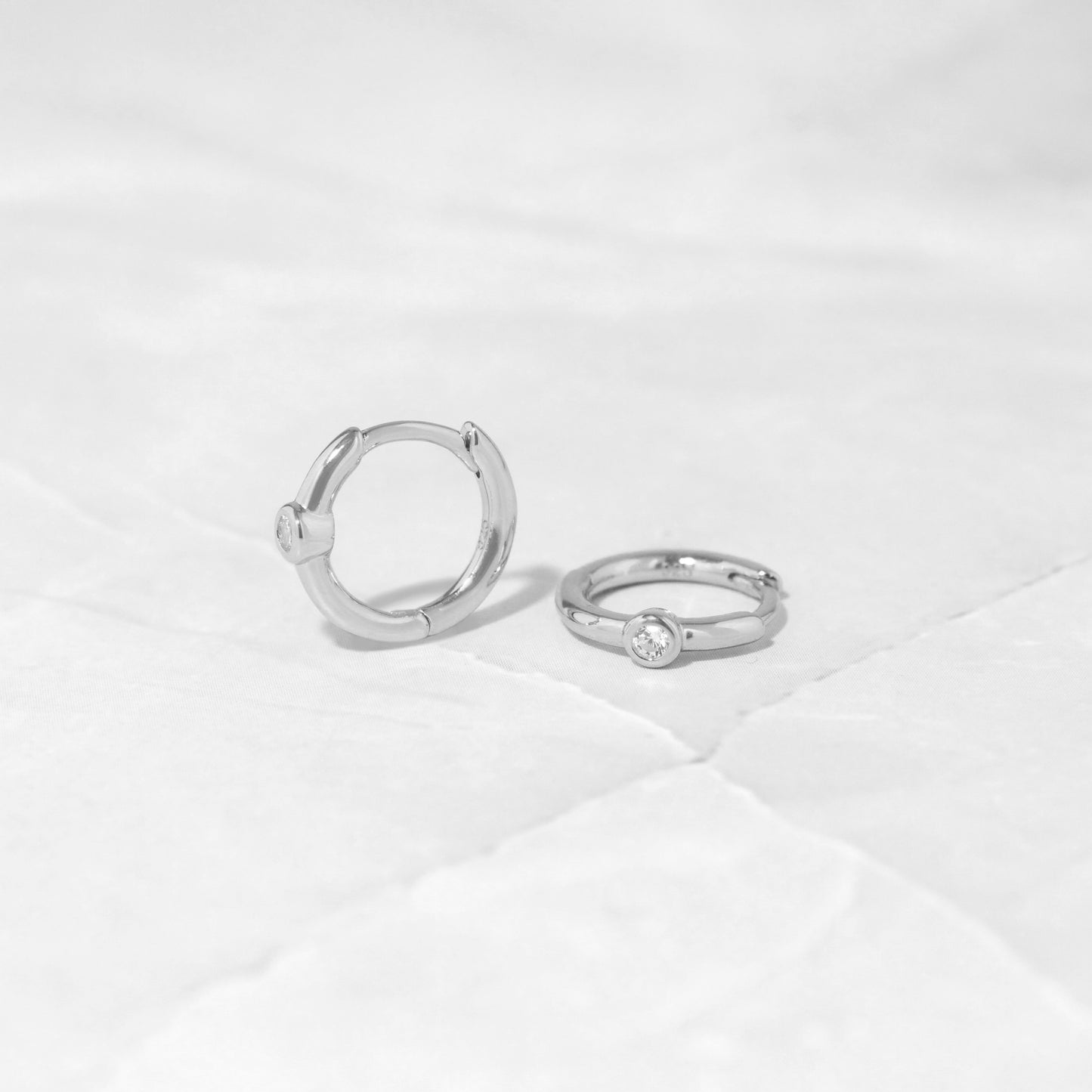 Bezel Huggie Earrings