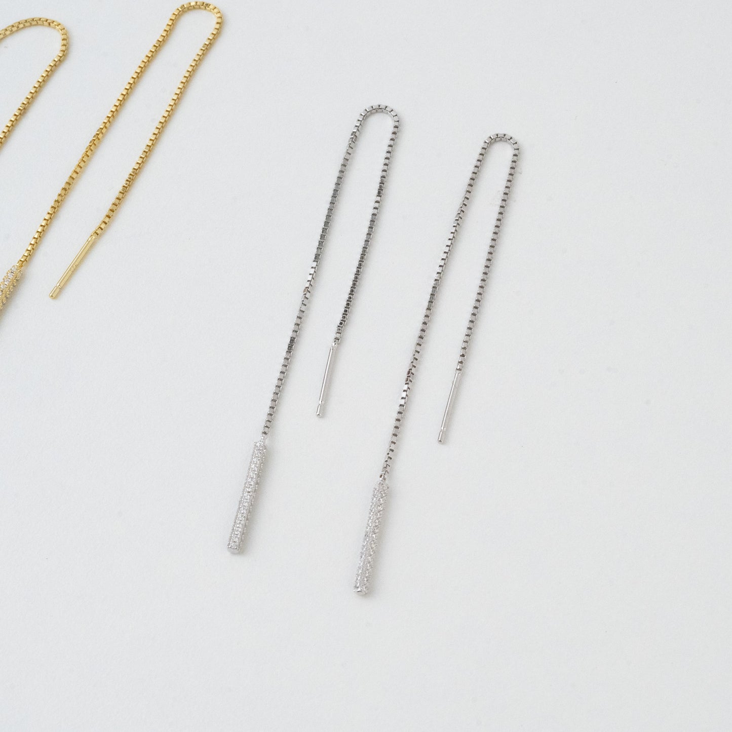 Pavé Bar Threader Earrings