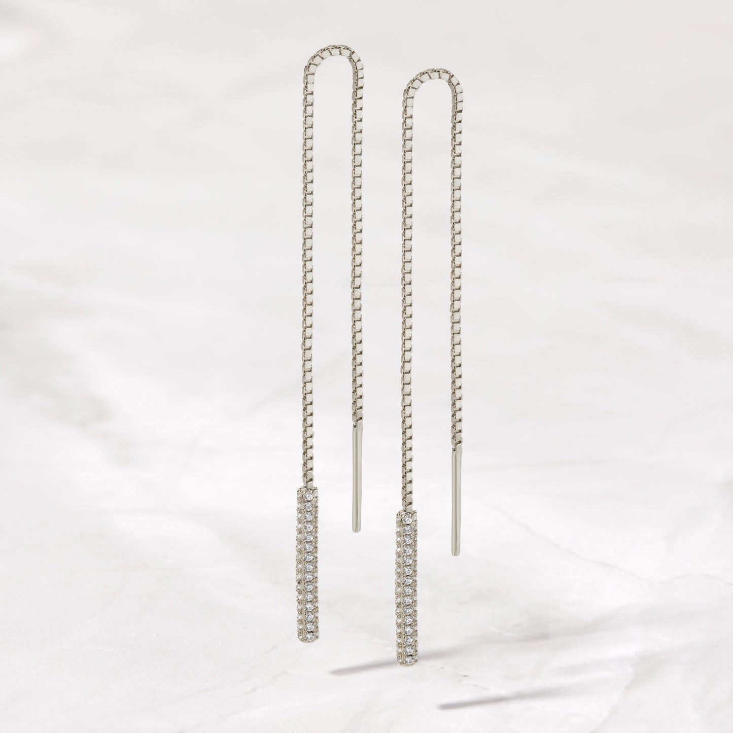 Pavé Bar Threader Earrings