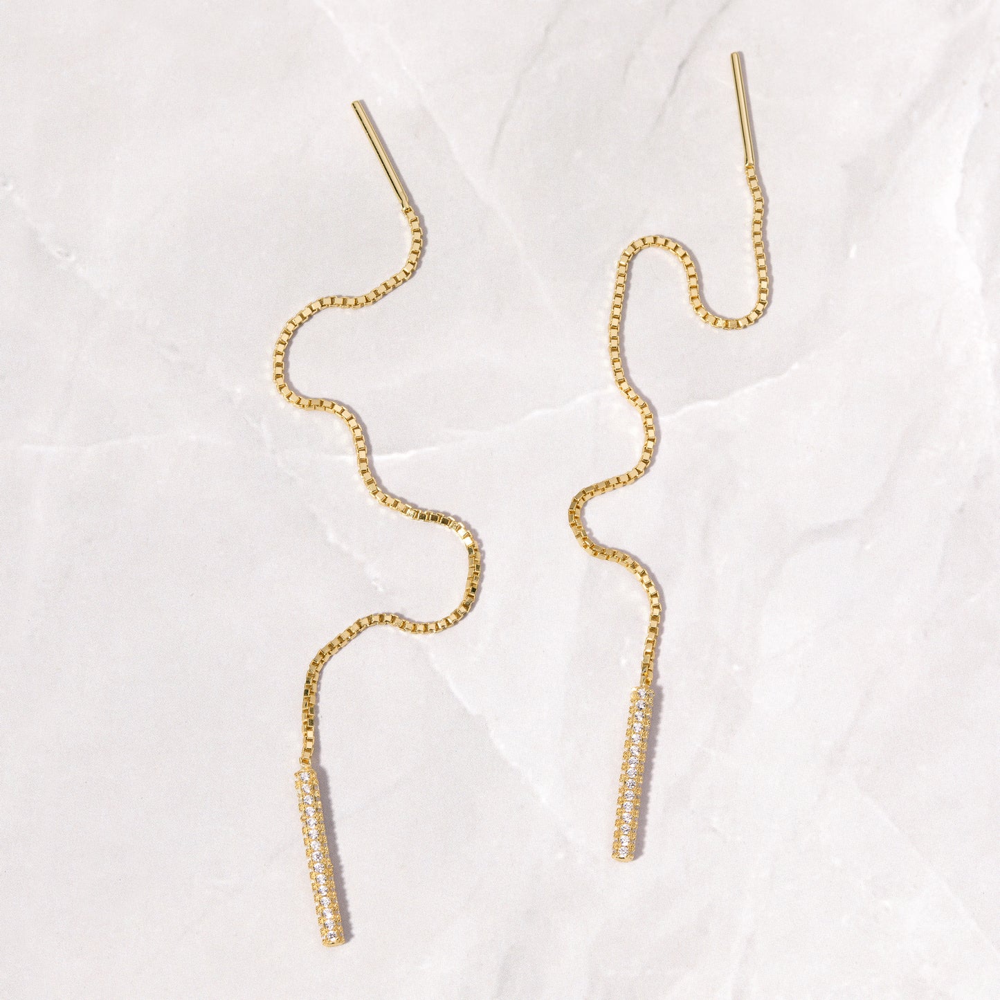 Pavé Bar Threader Earrings
