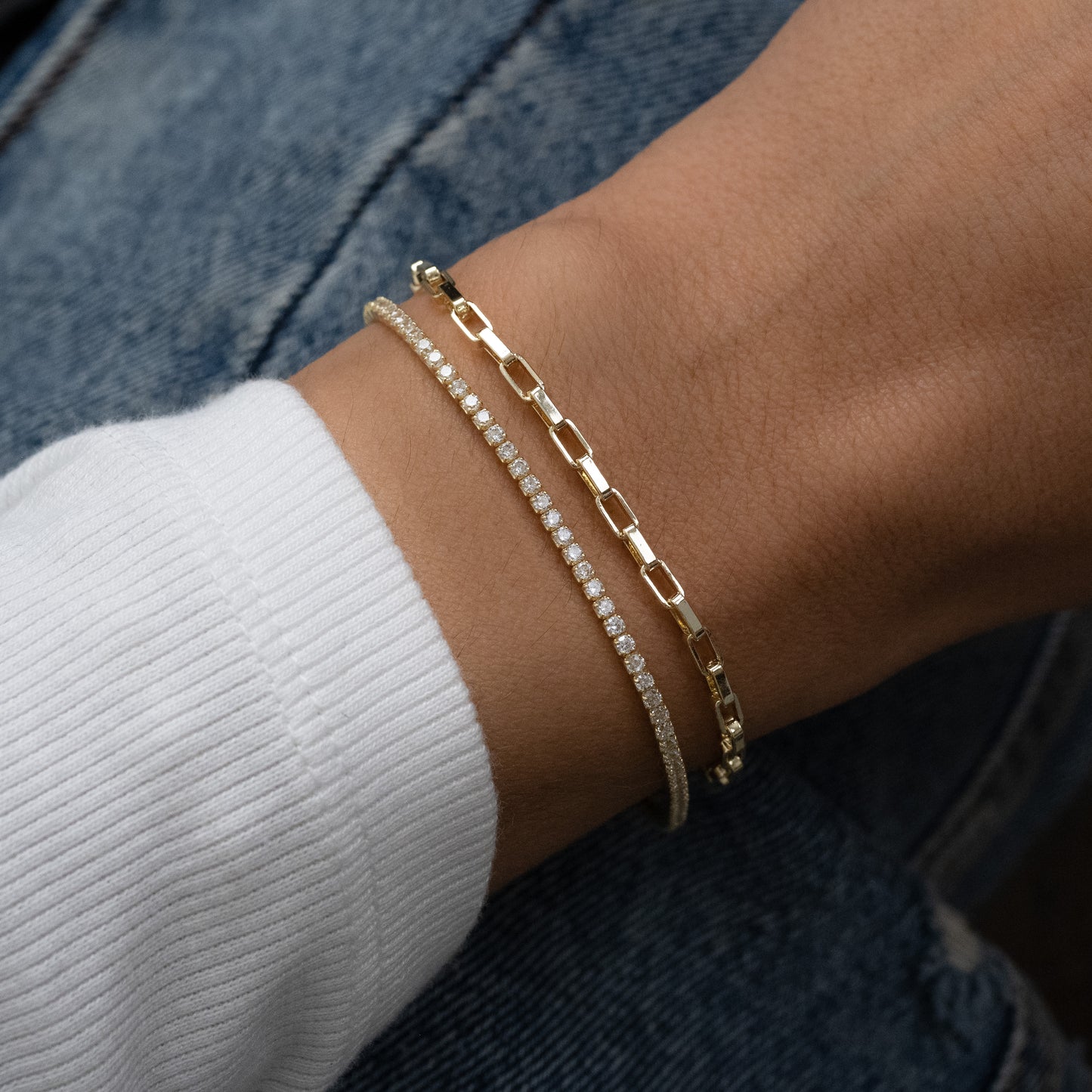 Tennis & Paperclip Bracelet Set