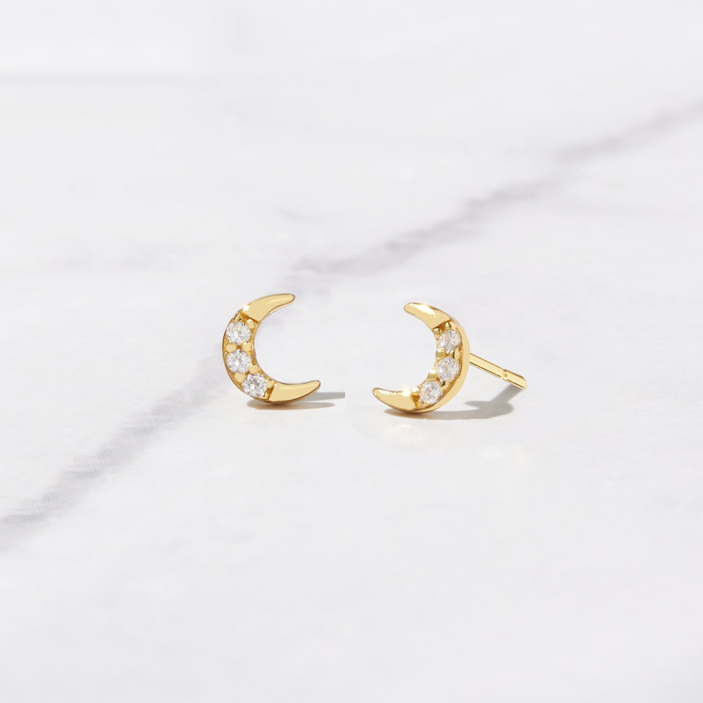 Tiny CZ Moon Studs