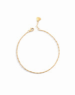 14K solid gold bar station chain bracelet showing elongated gold stations