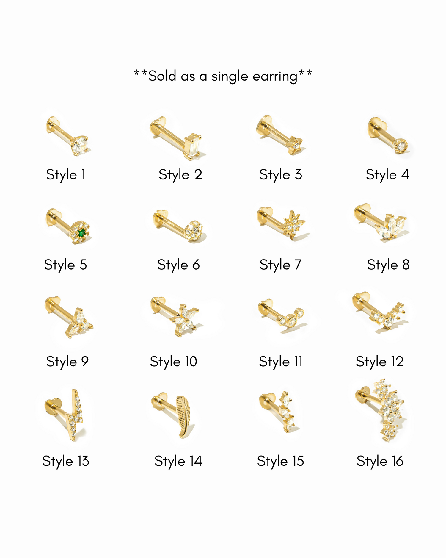 Single Flat Back Earrings