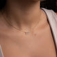 Delicate CZ diamond lucky number necklace with 222 Angel Number Pendant, worn on model