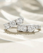 Sterling silver Bella 3 Stone Huggie Hoops earrings with sparkling stone details from Sami Jewels