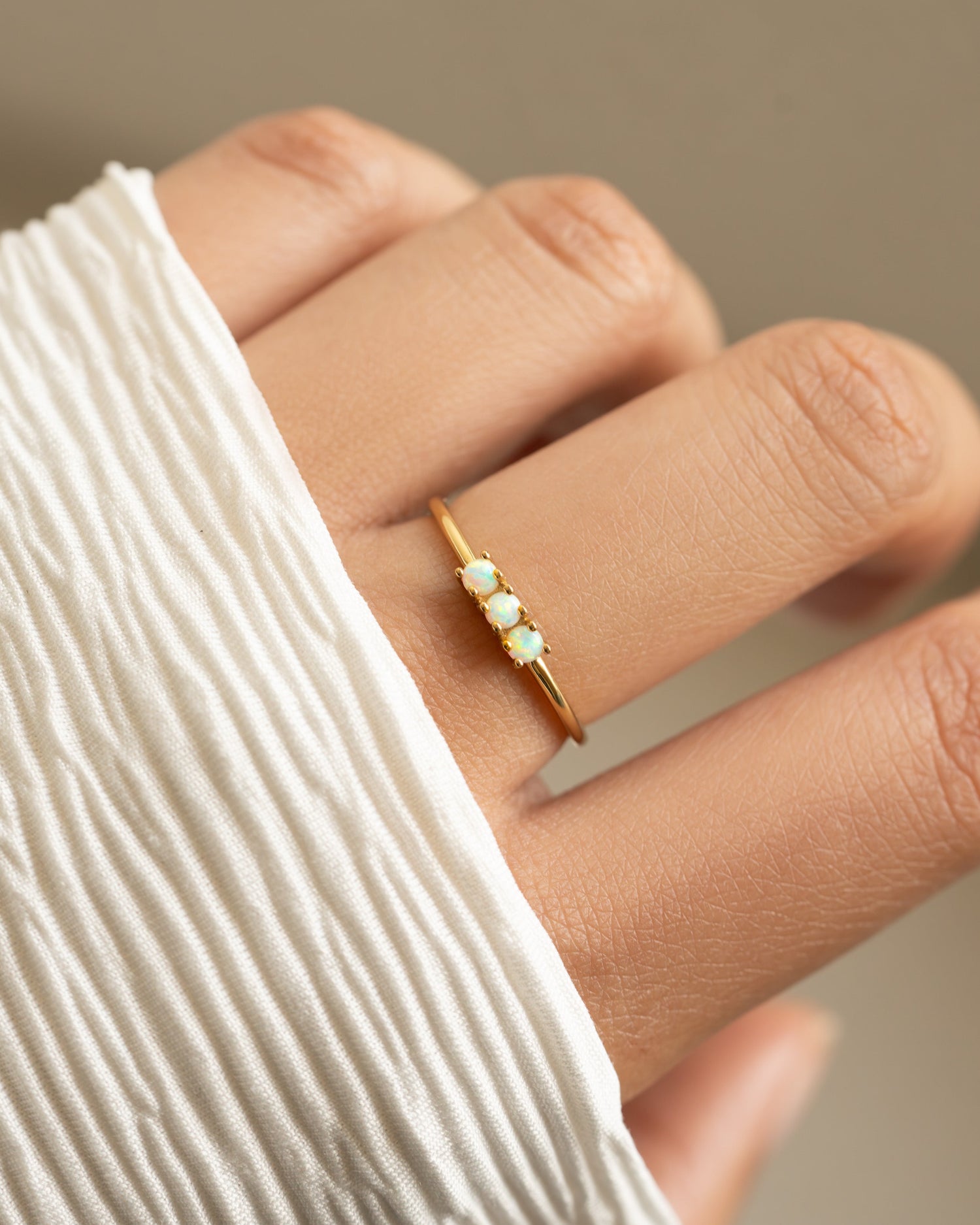 3 Stone Opal Ring