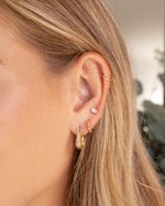 gold 3x6mm marquise cut diamond stud earring stack on womens ear