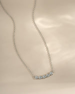 Sterling silver Five Stone Bar Necklace with five small diamond accents, designed by Sami Jewels.