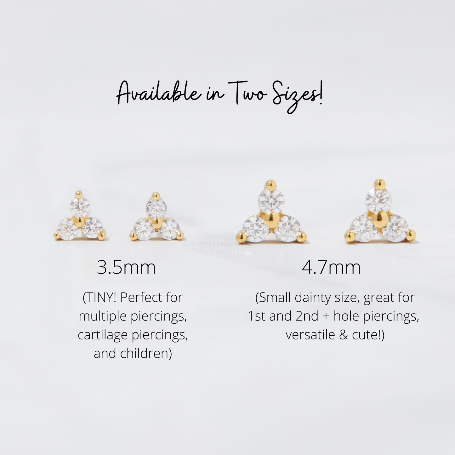 Three Stone CZ Studs