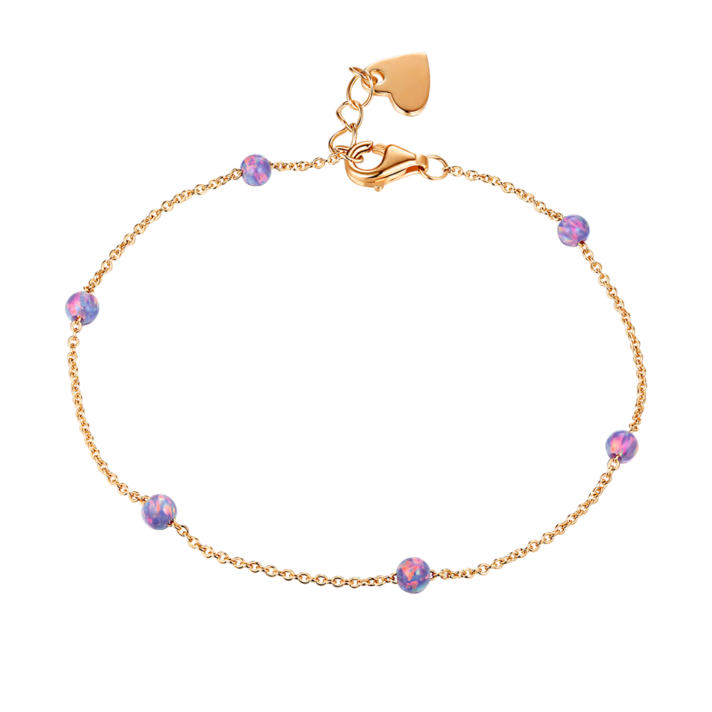 14k Solid Rose Gold Purple Opal Bracelet