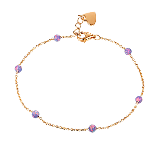 14k Solid Rose Gold Purple Opal Bracelet