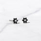 Black w/ Diamond Center Flower Studs