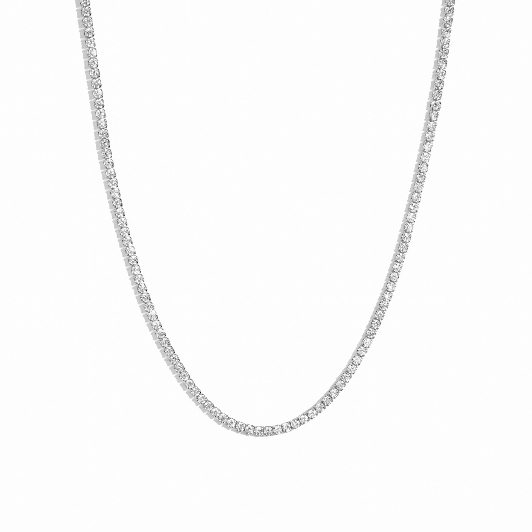 silver 2mm tennis necklace 