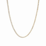 closeup image of 2mm gold tennis necklace