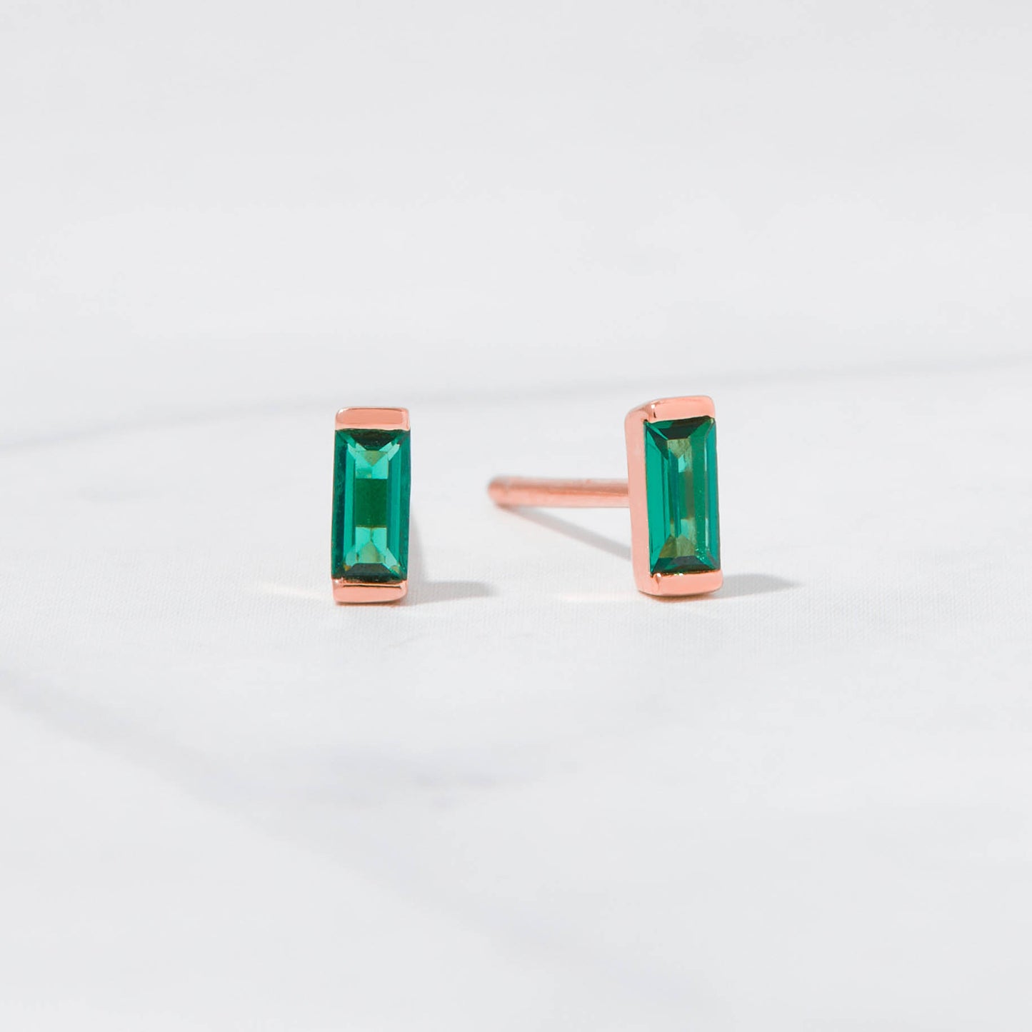 Emerald Baguette Stud Earrings