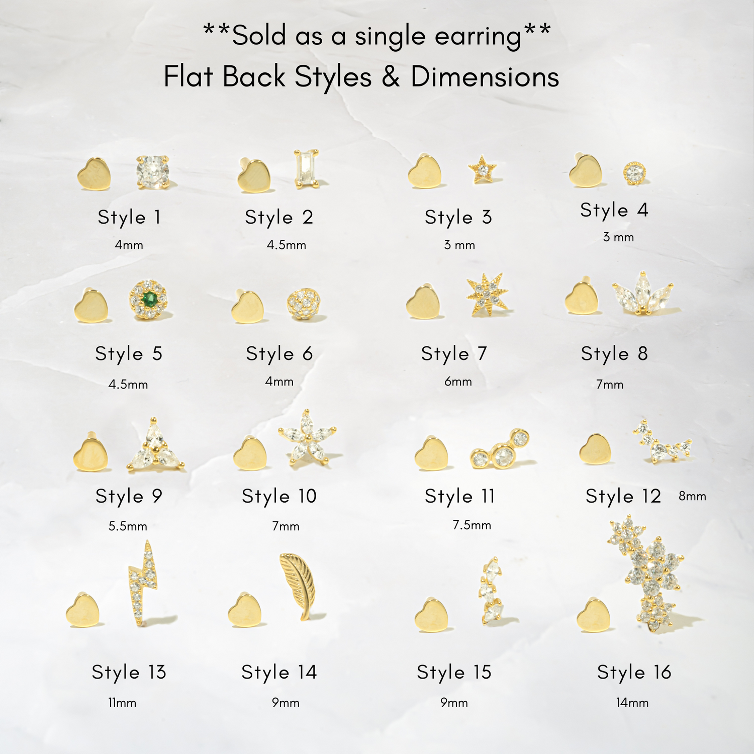 Single Flat Back Earrings
