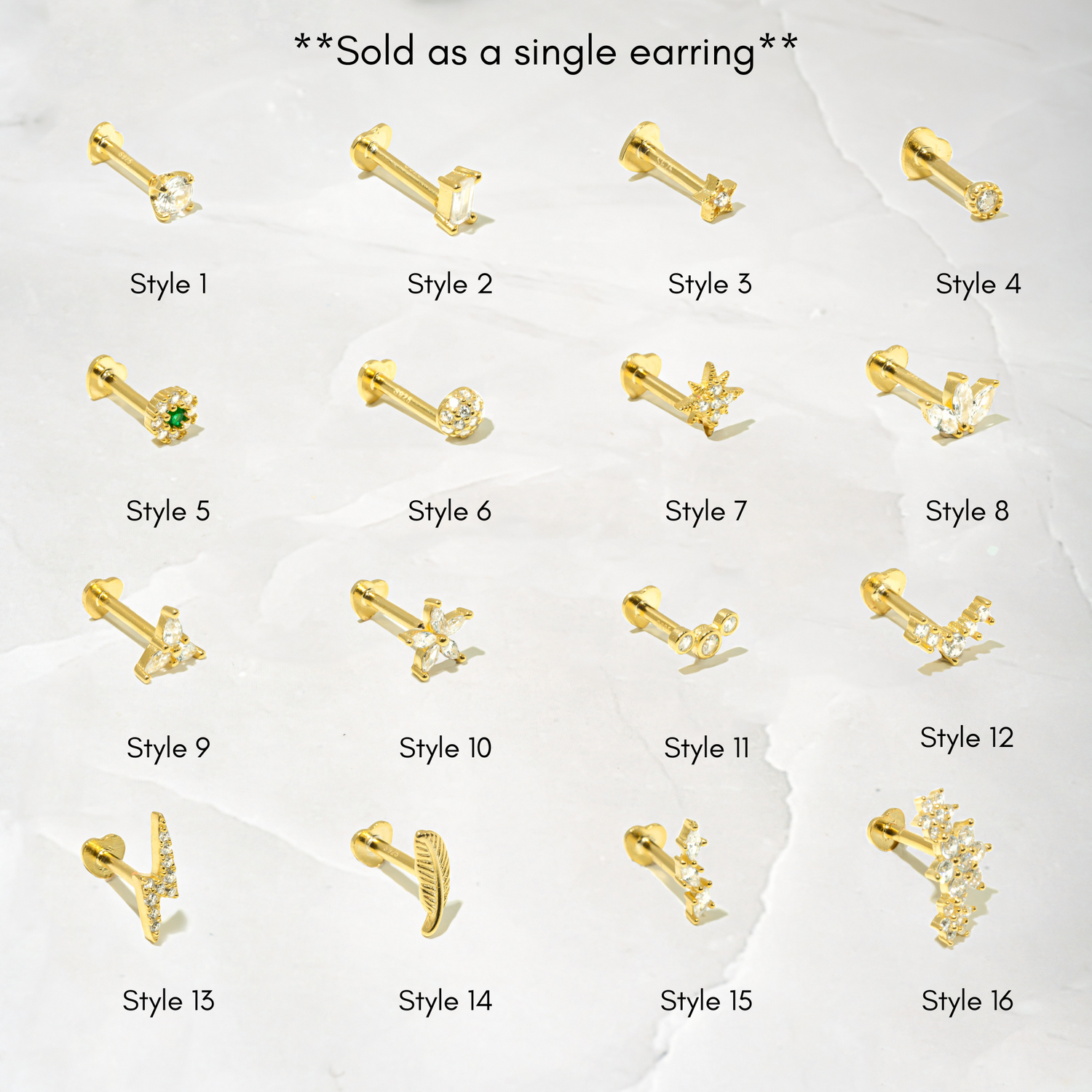 Single Flat Back Earrings