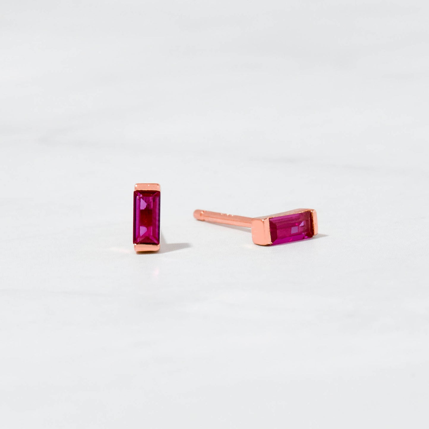 Ruby Baguette Stud Earrings