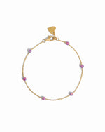 Gold chain bracelet with purple opal beads