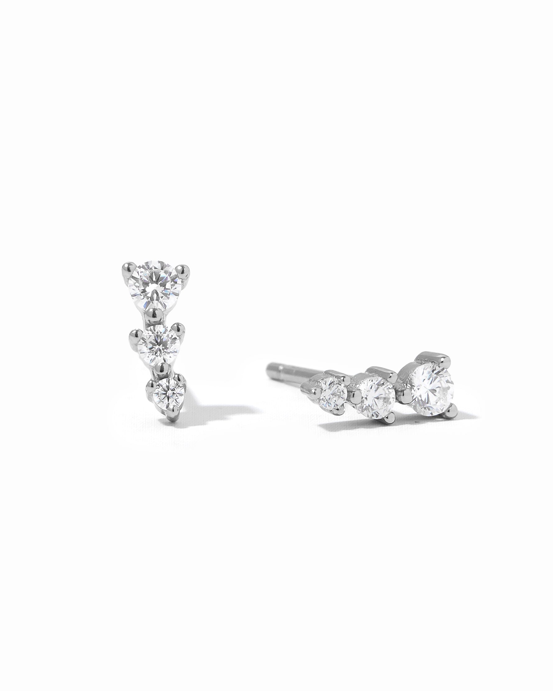 Sterling silver gradient ear climber studs.