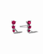 Sterling silver ruby stud earring. 