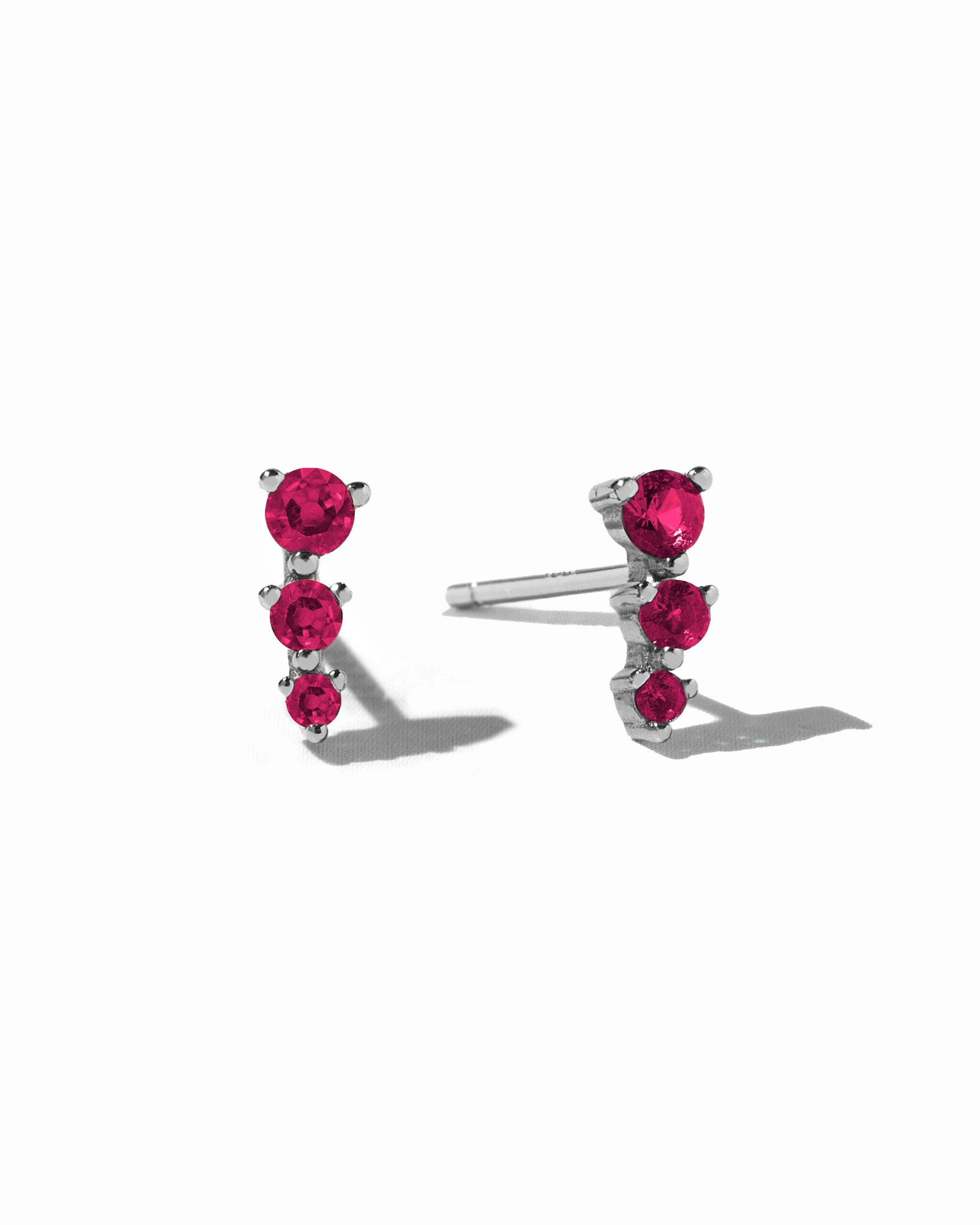 Sterling silver ruby stud earring. 