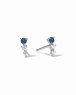Sterling silver ear climber studs with sapphire and diamond stones.