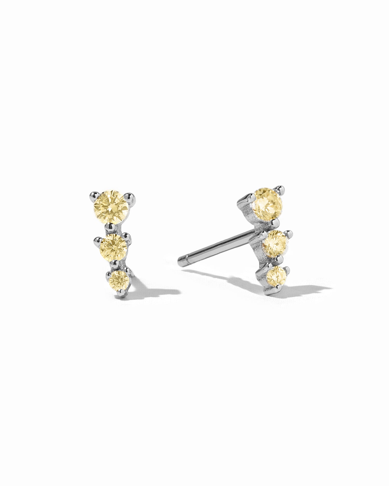 Sterling silver yellow ear climber stud earrings.