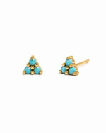 Dainty gold turquoise stud earrings.