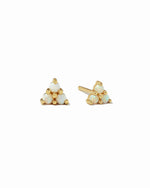 Dainty gold opal stud earrings. 