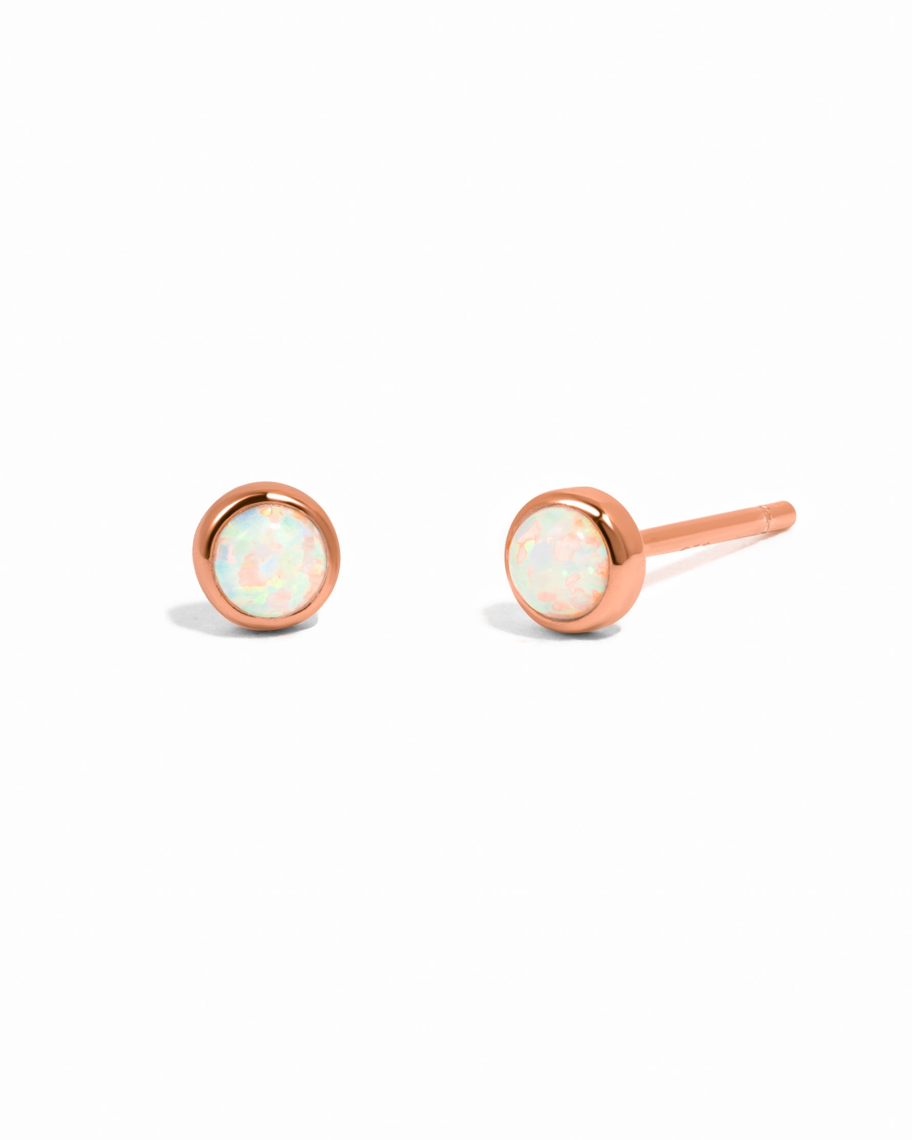 Rose gold opal stud earrings 