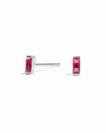 Sterling silver ruby birthstone stud earrings.