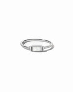 Sterling Silver opal baguette ring with side stones.