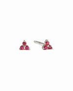 Dainty sterling silver ruby studs.