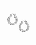 Sterling silver chunky spiral hoop earrings.