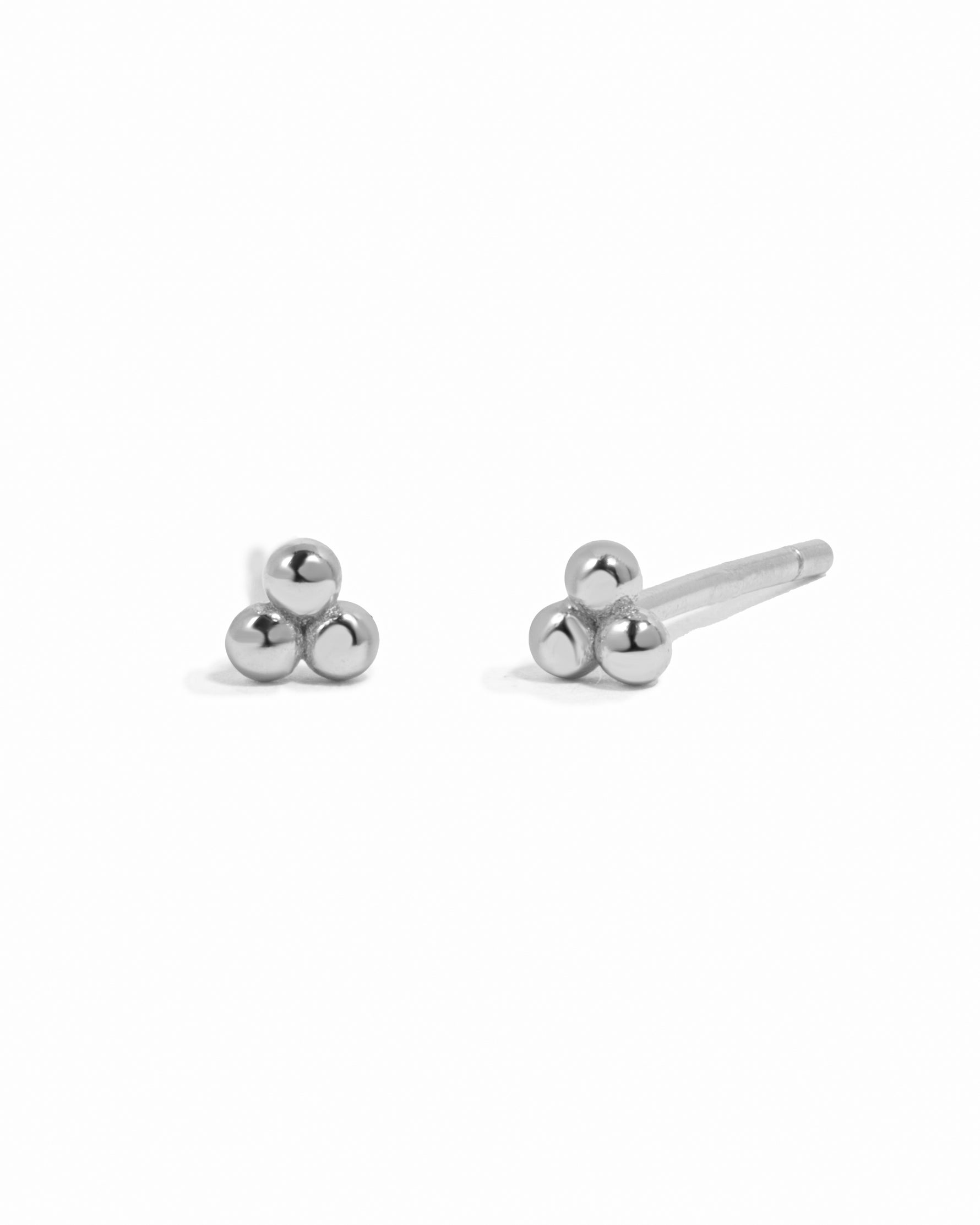 Sterling silver tiny 3 ball stud earrings.