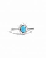 silver turquoise ring with cz stones