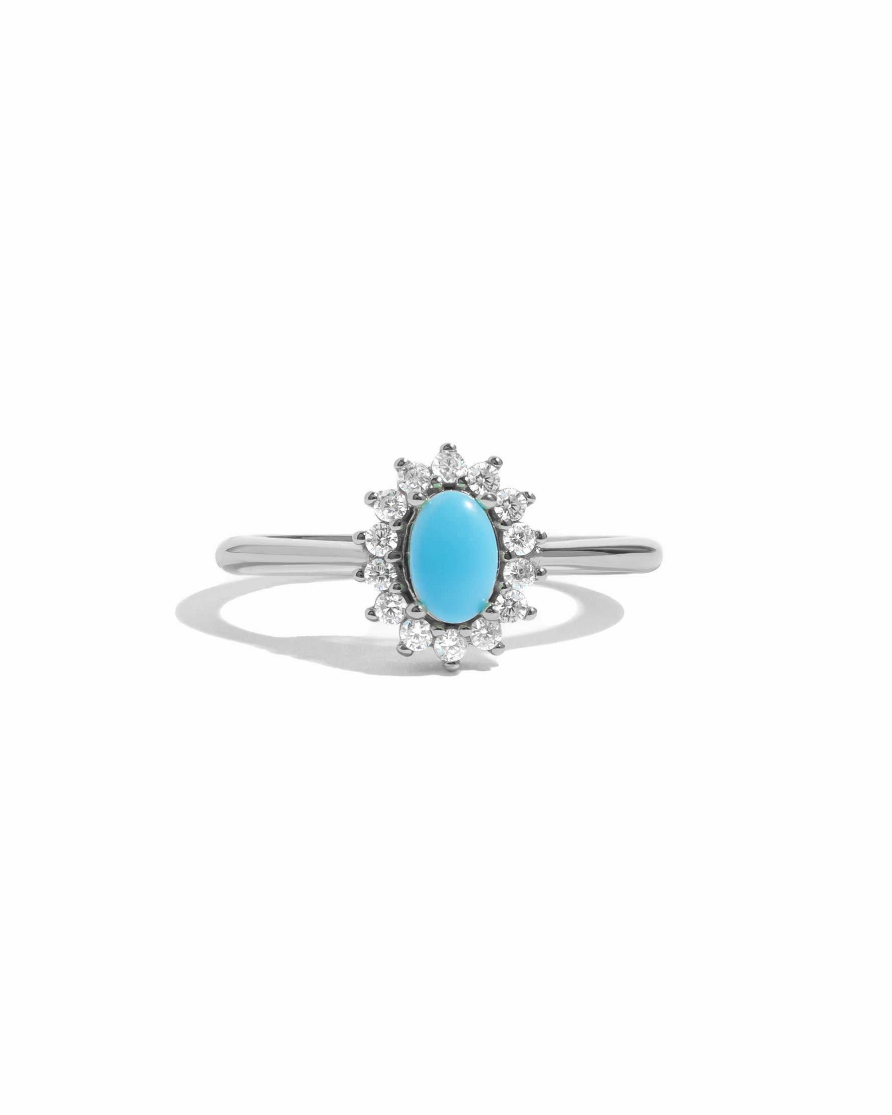silver turquoise ring with cz stones