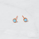Rose gold blue opal stud earrings