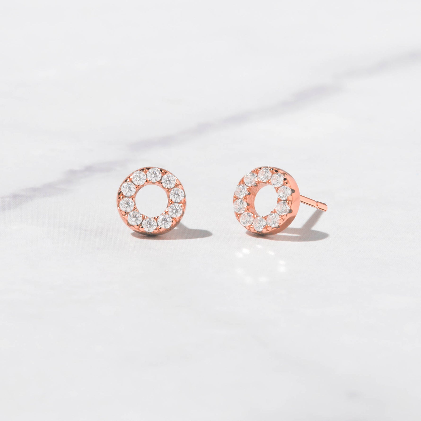 Rose gold cz circle studs