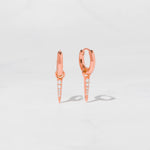 Rose gold cz charm huggie earrings