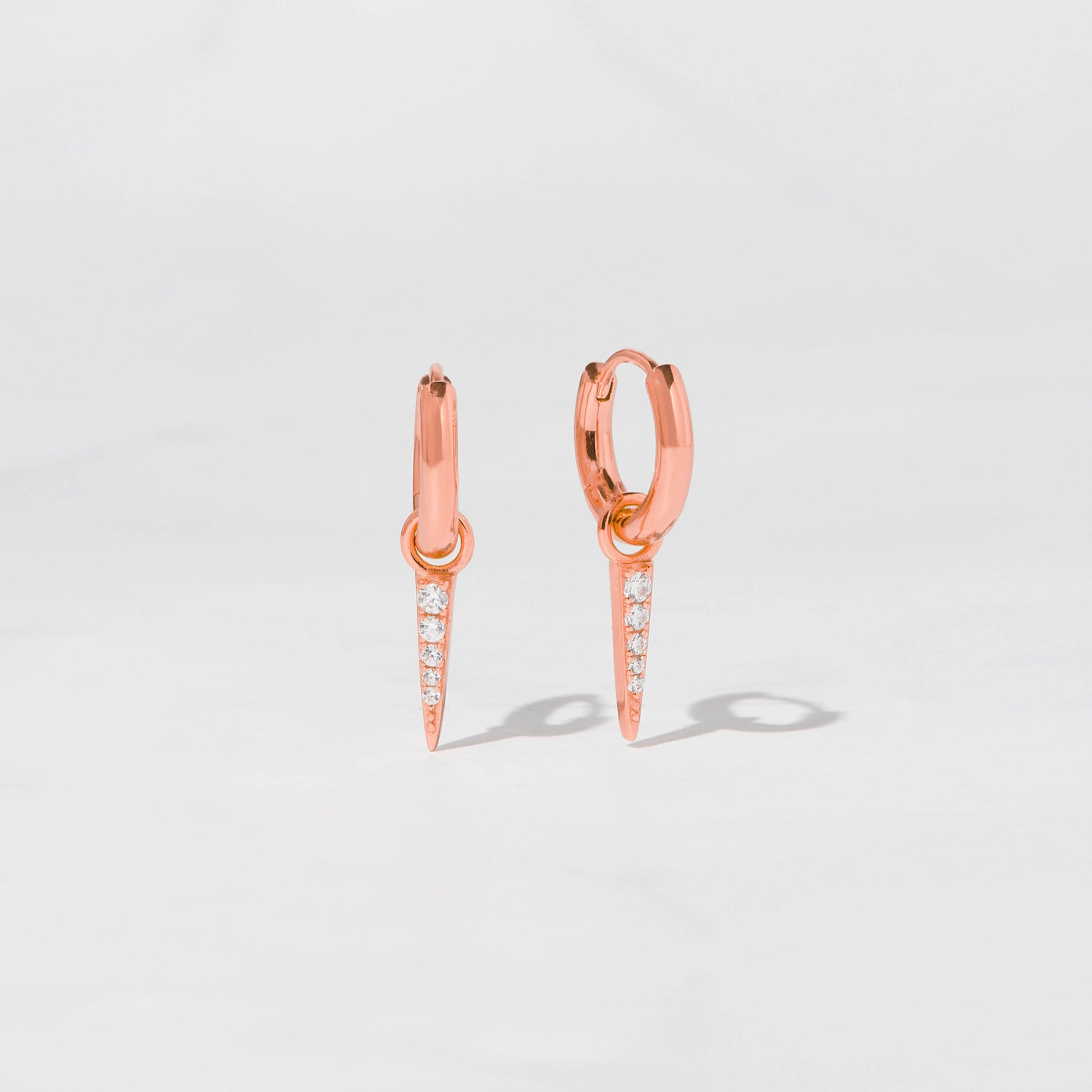 Rose gold cz charm huggie earrings