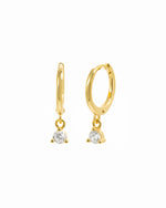 Dainty gold dangle cz huggie earrings
