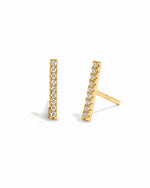 Gold dainty pave bar stud earrings