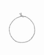 Silver chain anklet on white background
